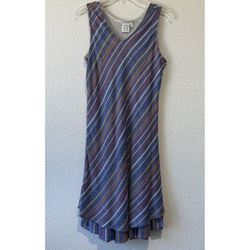 Parsley and Sage Octavia Blue Multicolor Striped Sleeveless Midi Dress Size M - Picture 1 of 10